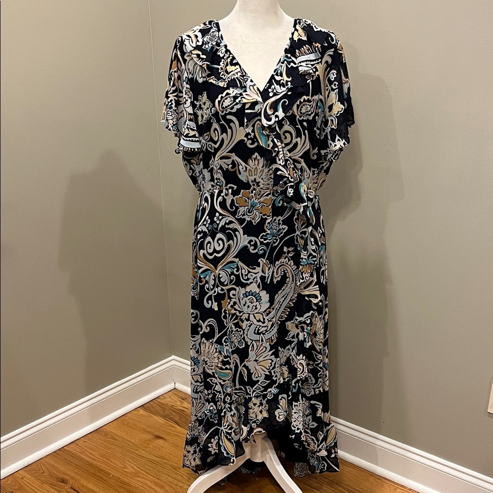 Chico’s Faux Wrap Paisley Ruffle Dress